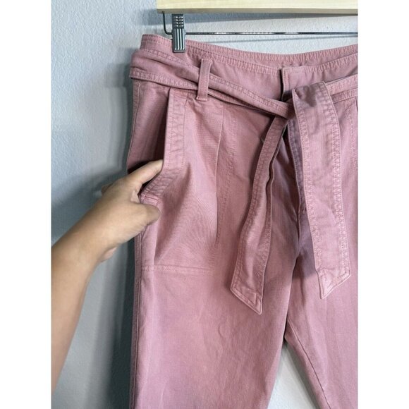 Loft Tie Waist Straight Pants Pleat Front High Rise Pink Casual Women’s‎ Size 12 - Picture 8 of 11